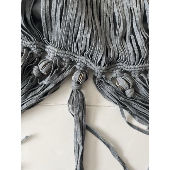 Free People Bohemian Fringe Bag Cow Suede Silver Metal Hippie Western Cowgirl - Picture 6 of 8